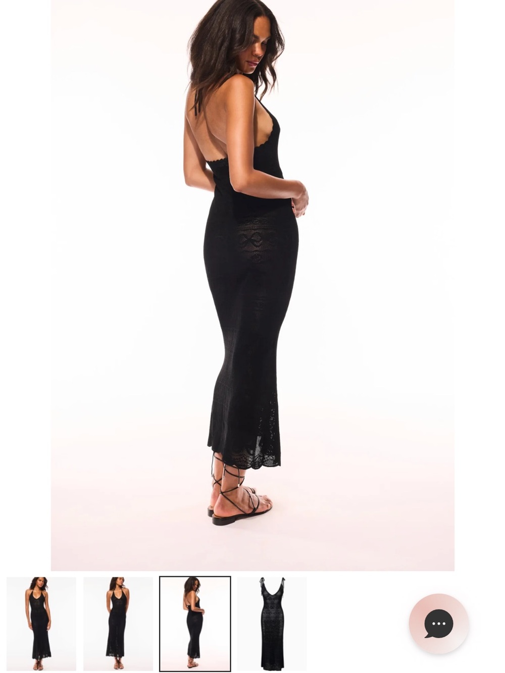 LoveShackFancy Black Lace Halter Maxi Dress with Scalloped Trim - Picture 3 of 4